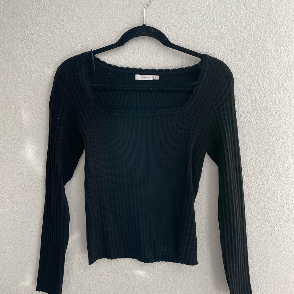 Lush Ribbed Square Neck Sweater 🖤